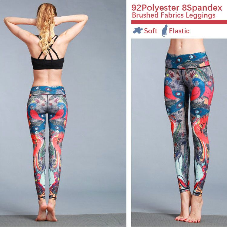 92% Polyester 8% Spandex Running Yoga Pants One Size Waist High Elasticity